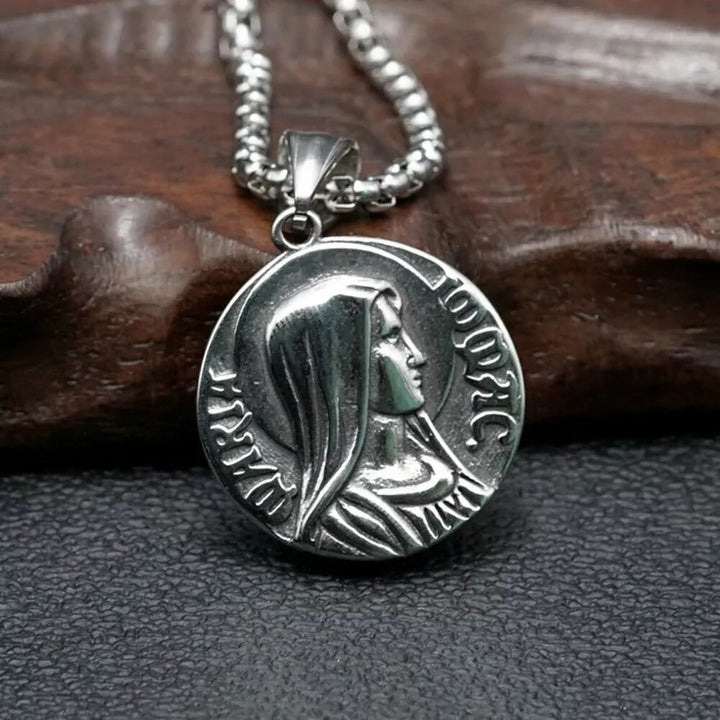 Classic Style Jesus & Mary Double-sides Icon Faith Pendant Necklace