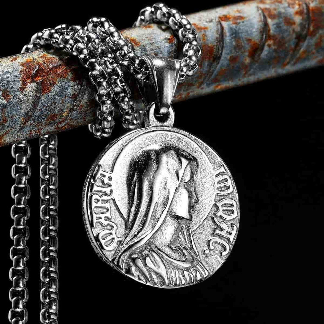 Classic Style Jesus & Mary Double-sides Icon Faith Pendant Necklace