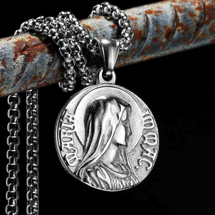 Classic Style Jesus & Mary Double-sides Icon Faith Pendant Necklace