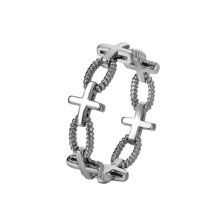 Minimalist Retro Style Cross Engraved Faith Ring