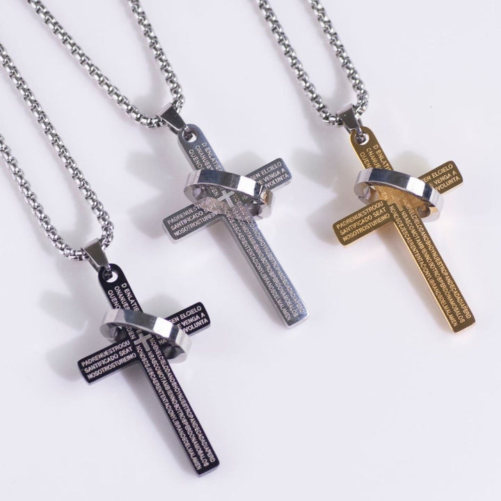 Minimalist Bible Verse Cross with Ring Faith Pendant Necklace