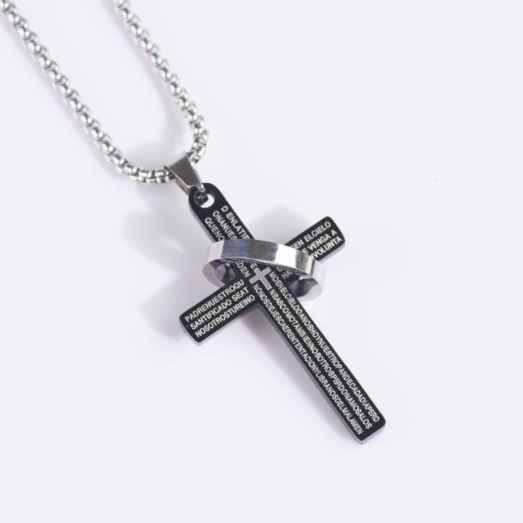 Minimalist Bible Verse Cross with Ring Faith Pendant Necklace