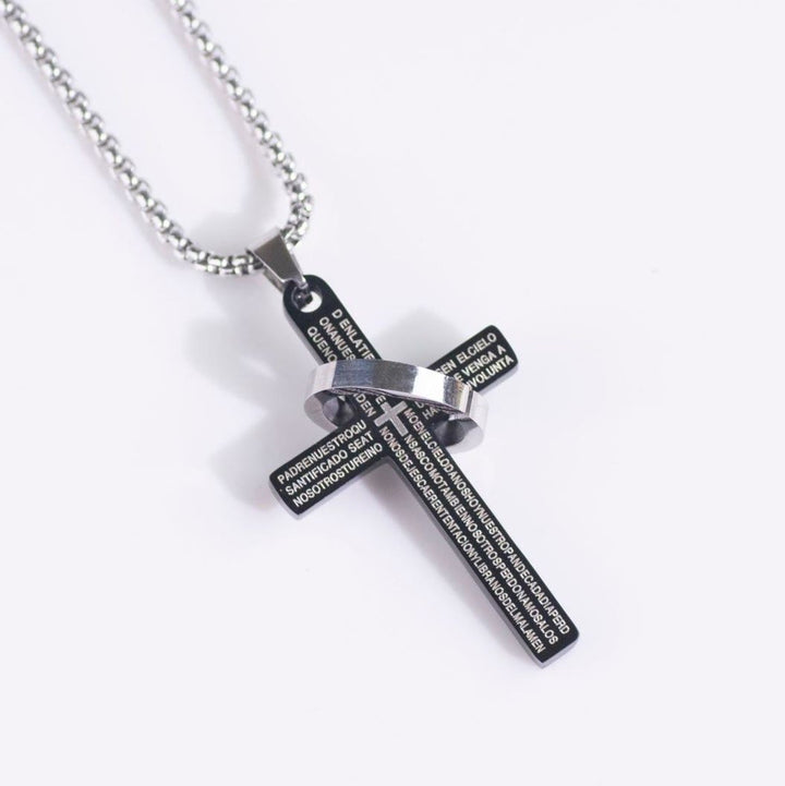 Minimalist Bible Verse Cross with Ring Faith Pendant Necklace