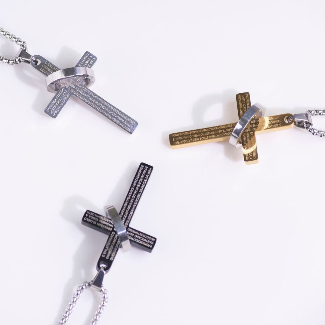Minimalist Bible Verse Cross with Ring Faith Pendant Necklace