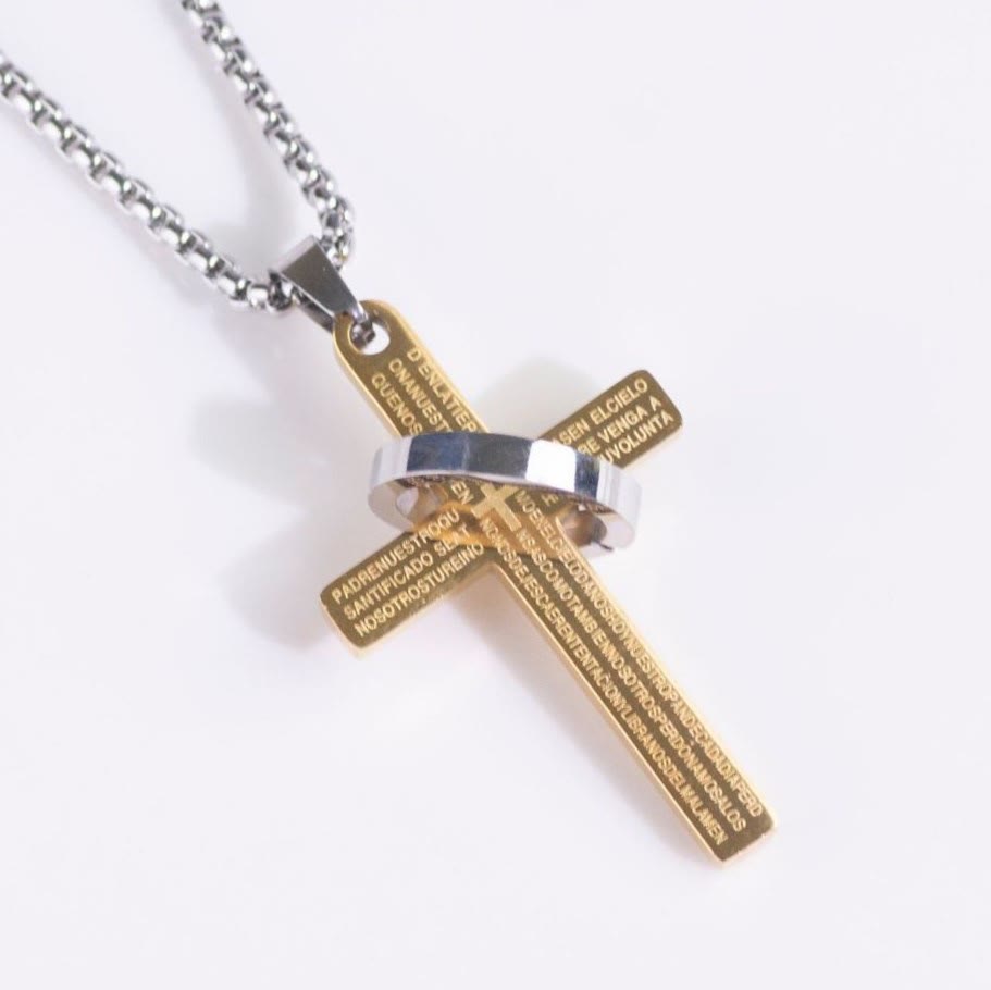 Minimalist Bible Verse Cross with Ring Faith Pendant Necklace