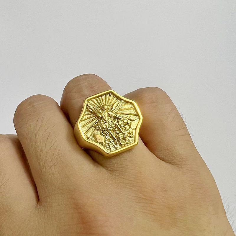 Exclusive Crafted Archangel St. Michael Ring - Expression of Daily Faith