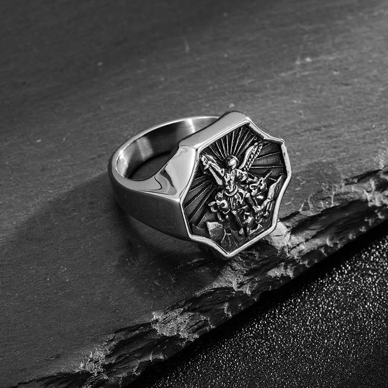 Exclusive Crafted Archangel St. Michael Ring - Expression of Daily Faith