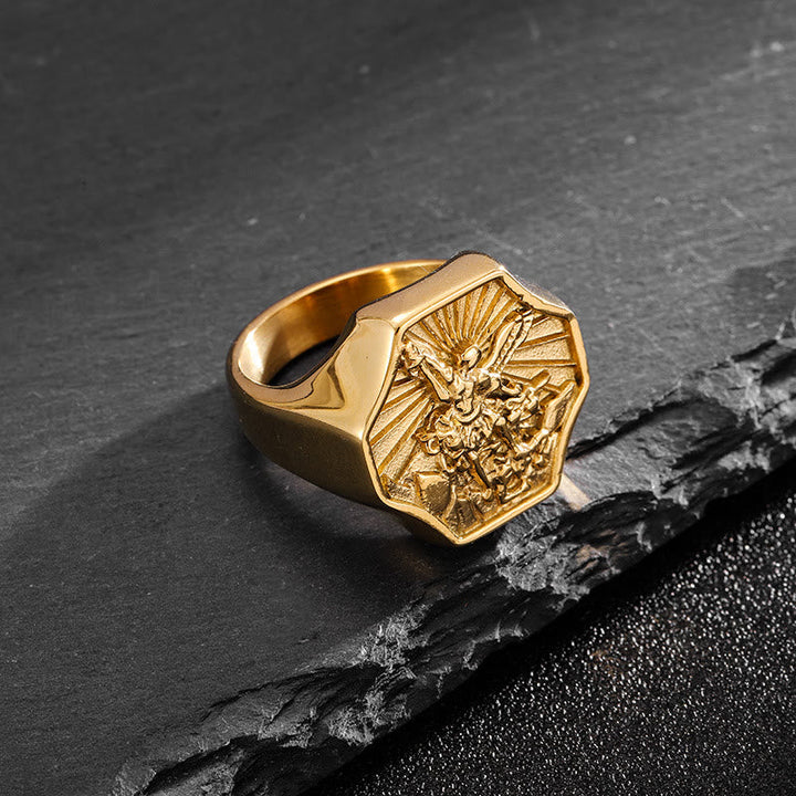 Exclusive Crafted Archangel St. Michael Ring - Expression of Daily Faith