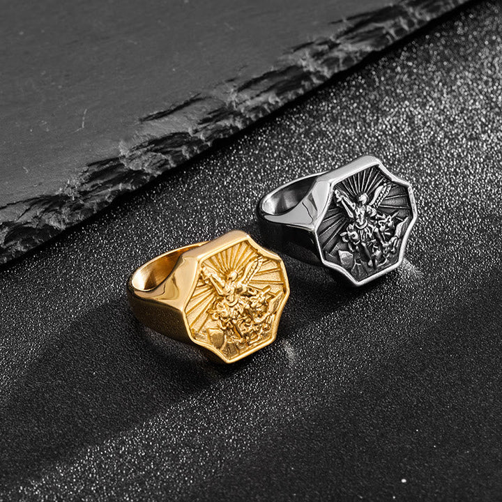 Exclusive Crafted Archangel St. Michael Ring - Expression of Daily Faith