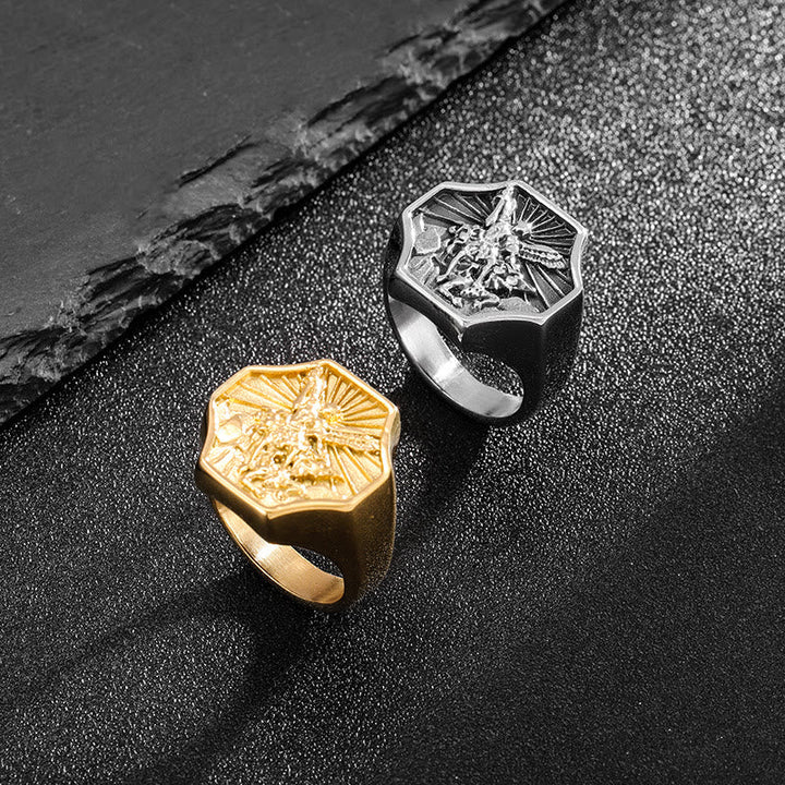 Exclusive Crafted Archangel St. Michael Ring - Expression of Daily Faith