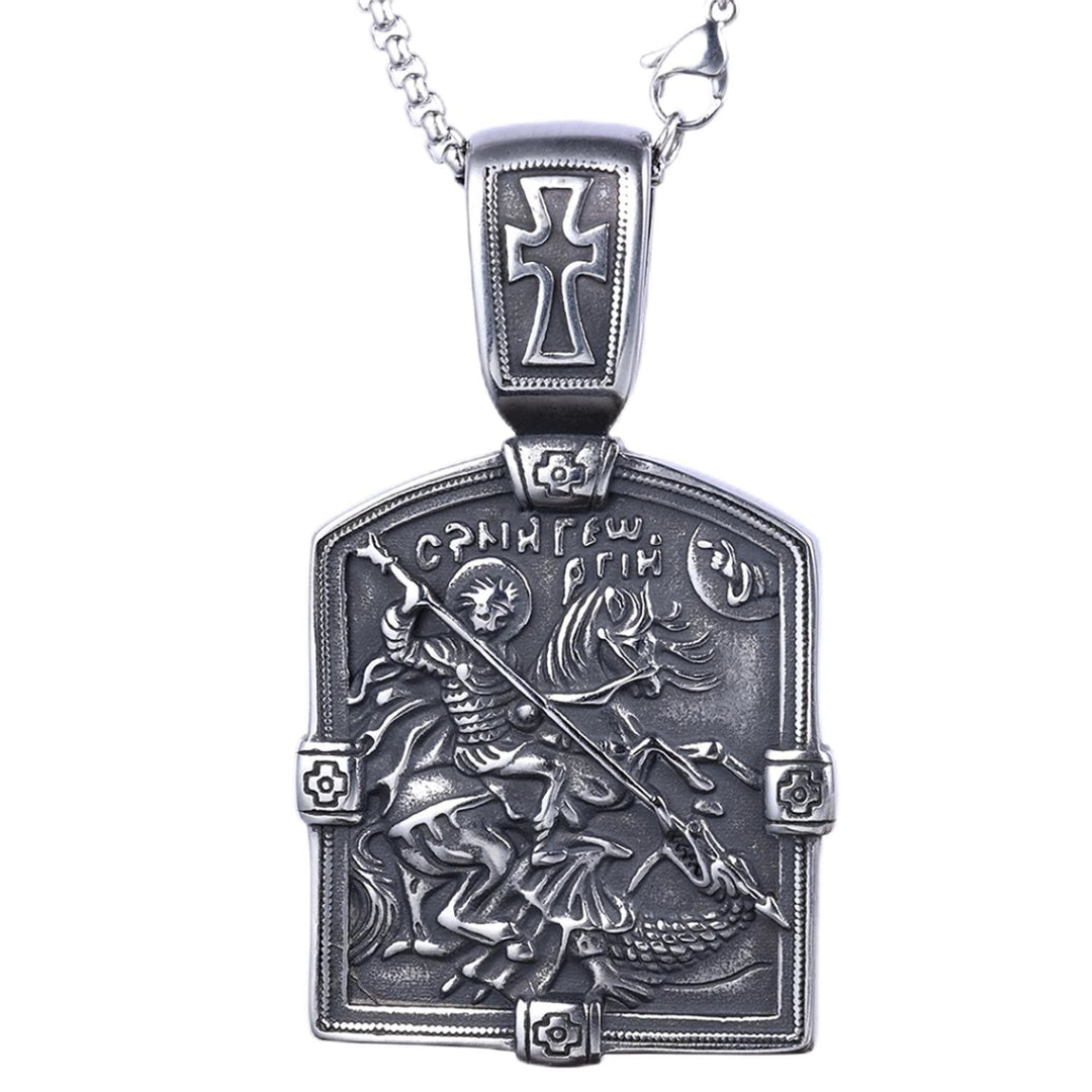 St. George Slaying the Dragon Necklace - A Symbol of Courage and Divine Protection