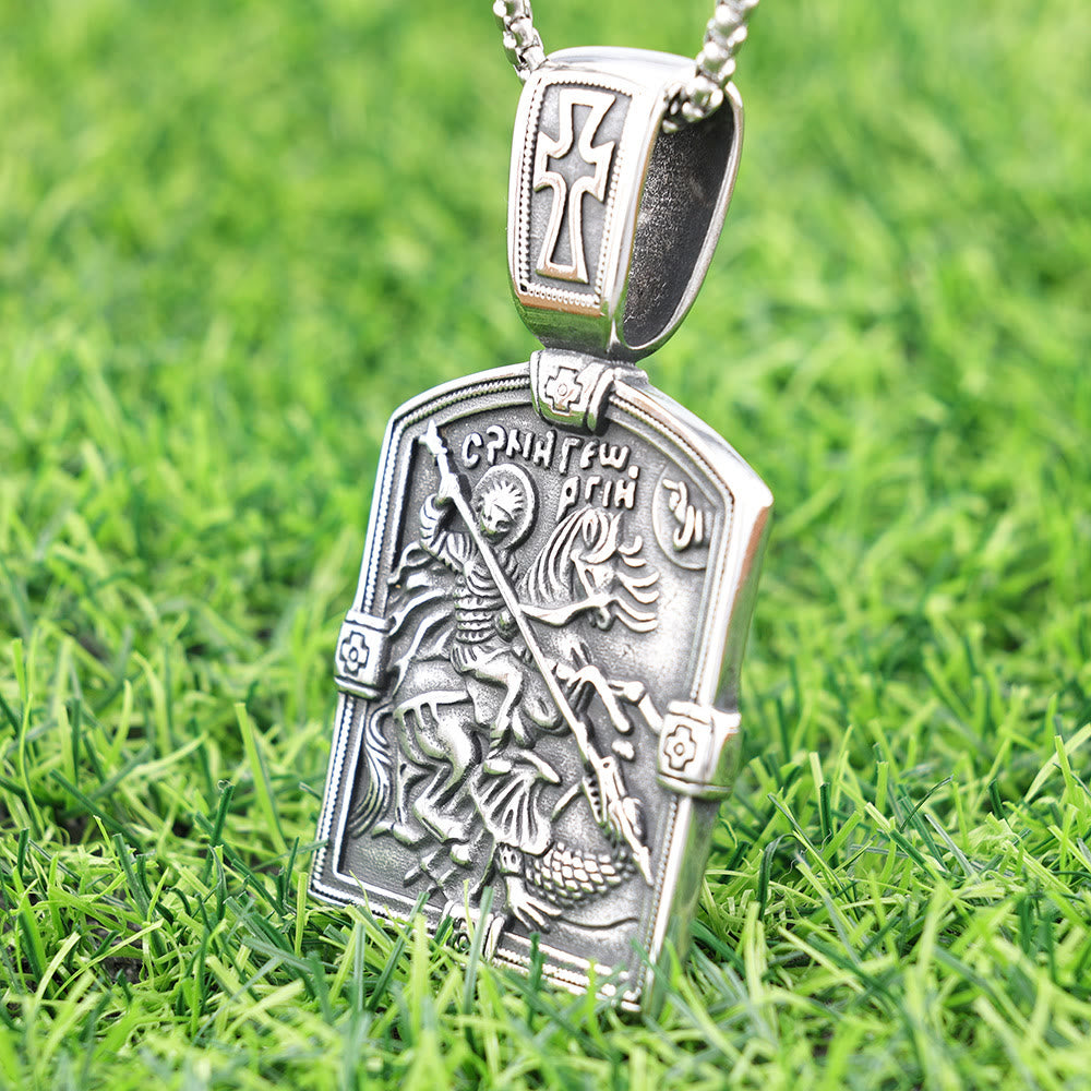 St. George Slaying the Dragon Necklace - A Symbol of Courage and Divine Protection