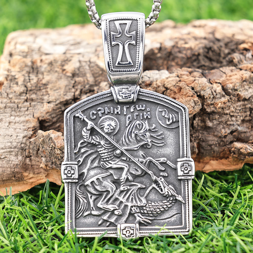 St. George Slaying the Dragon Necklace - A Symbol of Courage and Divine Protection