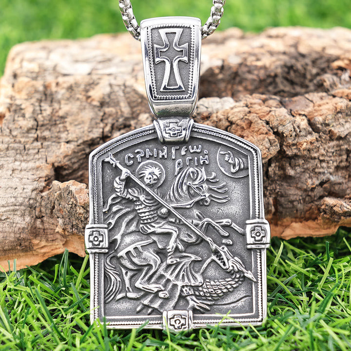 St. George Slaying the Dragon Necklace - A Symbol of Courage and Divine Protection