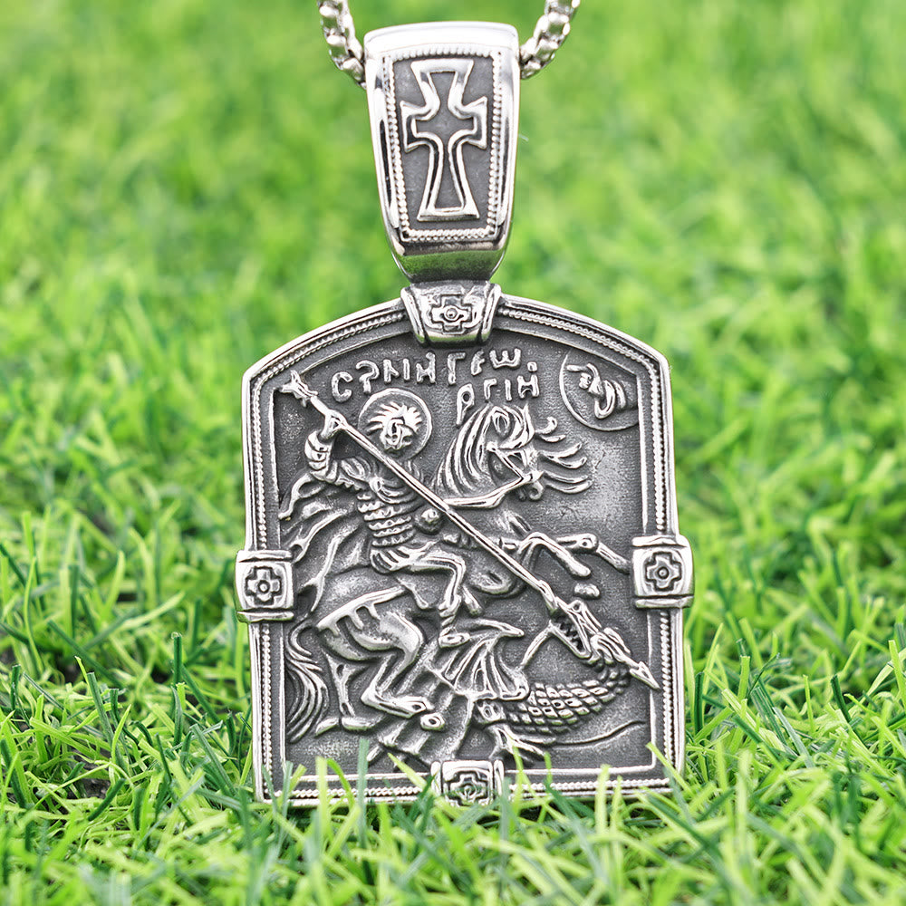 St. George Slaying the Dragon Necklace - A Symbol of Courage and Divine Protection