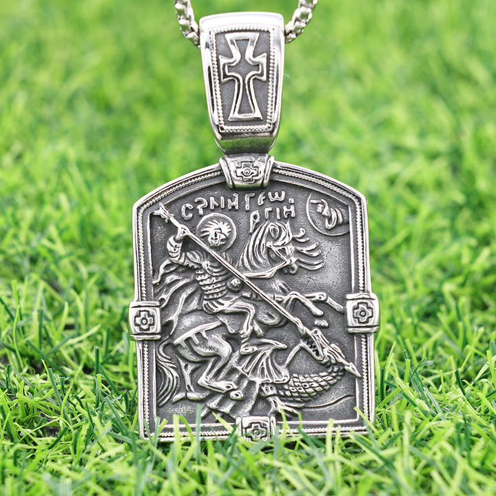 St. George Slaying the Dragon Necklace - A Symbol of Courage and Divine Protection