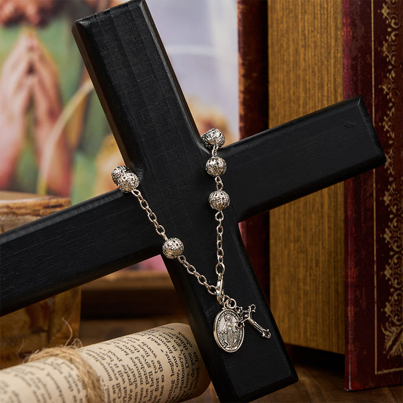 Miraculous Medal & Crucifix Adjustable Simple Casual Bracelet