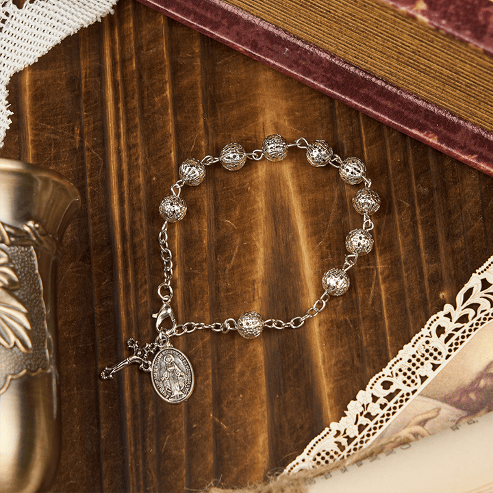 Miraculous Medal & Crucifix Adjustable Simple Casual Bracelet