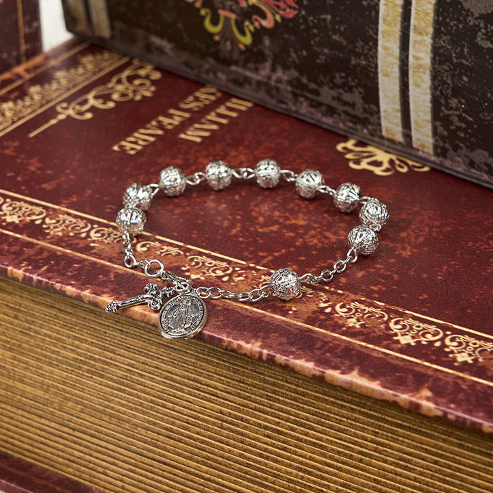 Miraculous Medal & Crucifix Adjustable Simple Casual Bracelet