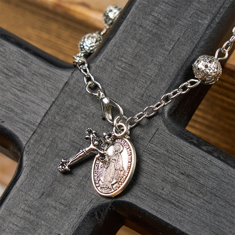 Miraculous Medal & Crucifix Adjustable Simple Casual Bracelet