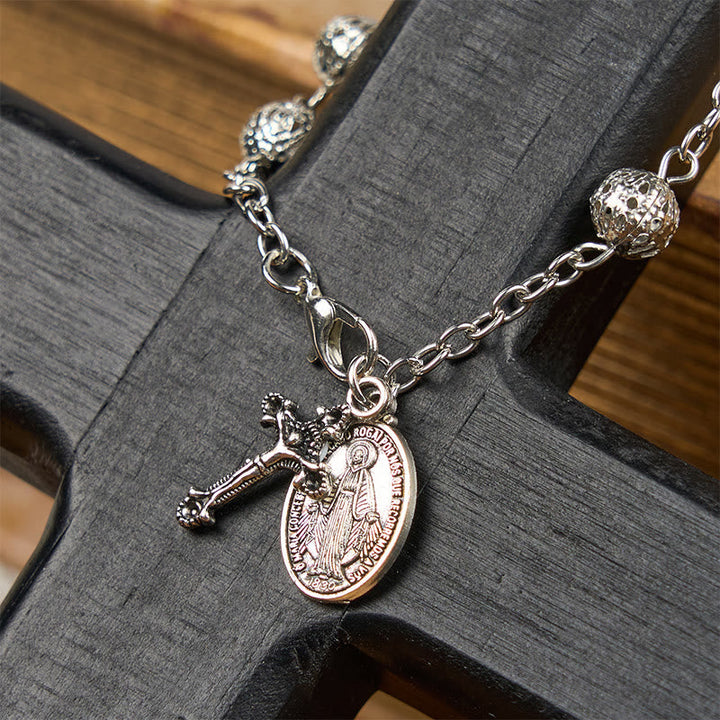 Miraculous Medal & Crucifix Adjustable Simple Casual Bracelet