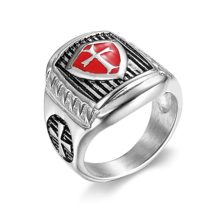 Templar Shield Cross Ring - A Sacred Emblem of Valor and Faith