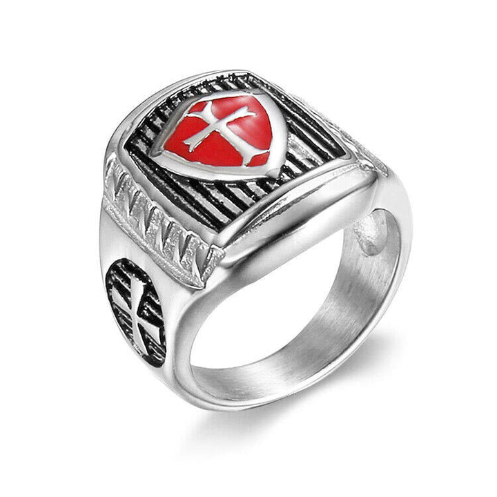 Templar Shield Cross Ring - A Sacred Emblem of Valor and Faith