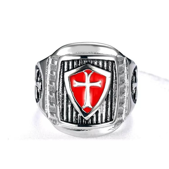 Templar Shield Cross Ring - A Sacred Emblem of Valor and Faith