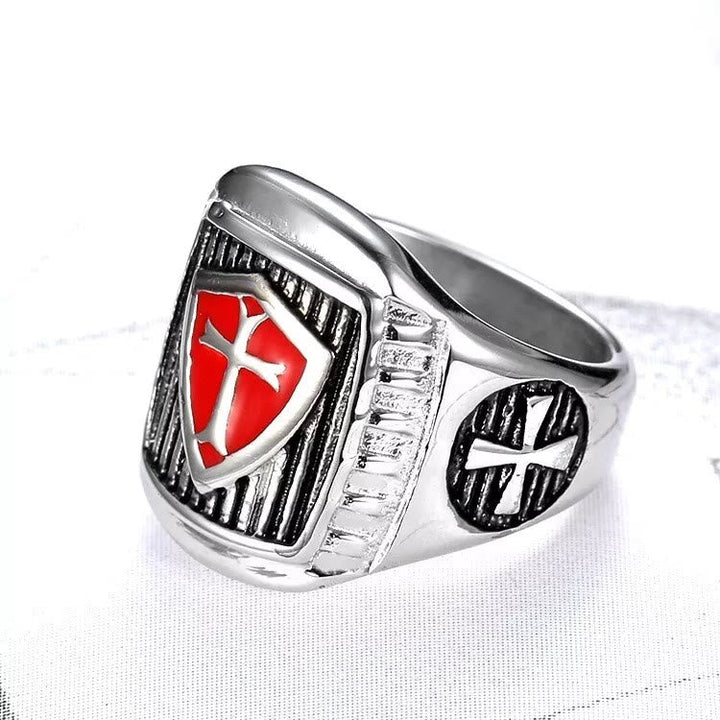 Templar Shield Cross Ring - A Sacred Emblem of Valor and Faith