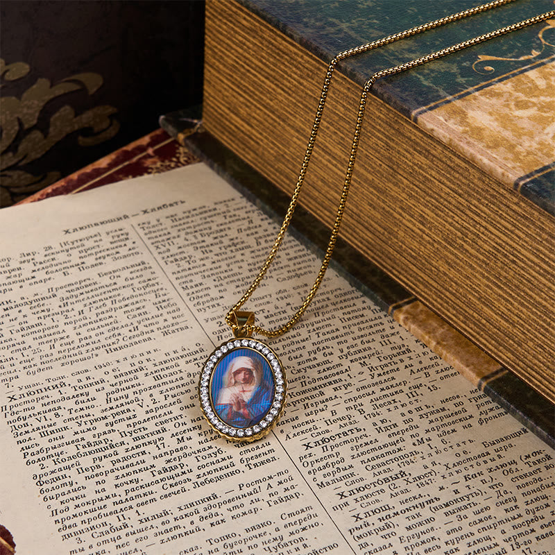 Our Lady Pray For Us - Holy Mary in Prayer Necklace A Profound Symbol of Devotion