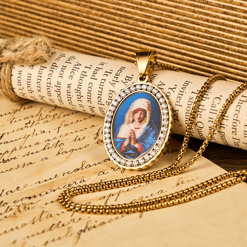 Our Lady Pray For Us - Holy Mary in Prayer Necklace A Profound Symbol of Devotion