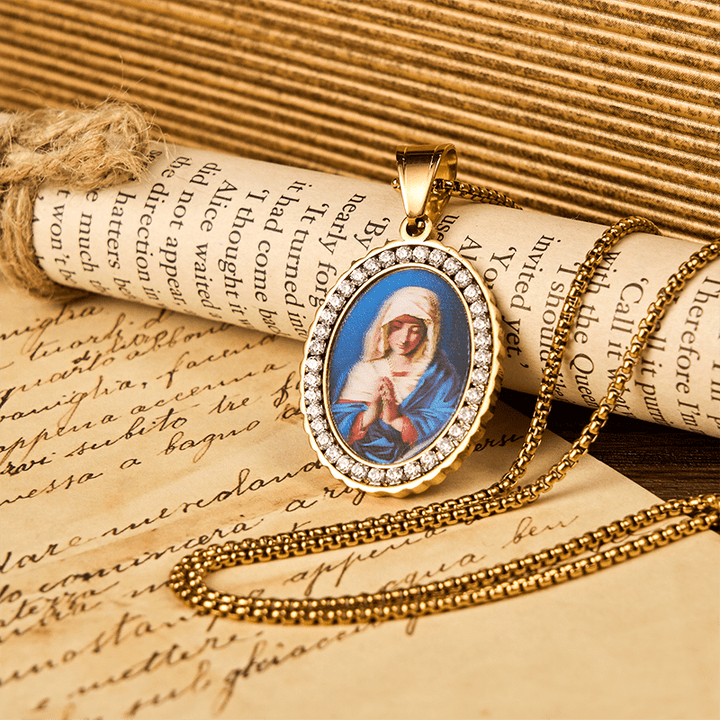 Our Lady Pray For Us - Holy Mary in Prayer Necklace A Profound Symbol of Devotion