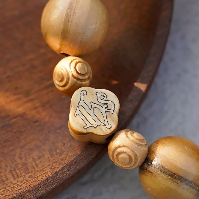 Olive Wood Bracelet Rose Rosary Portable Elastic Bracelet
