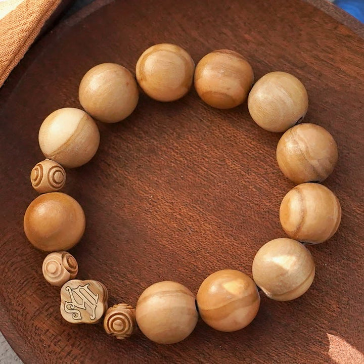 Olive Wood Bracelet Rose Rosary Portable Elastic Bracelet