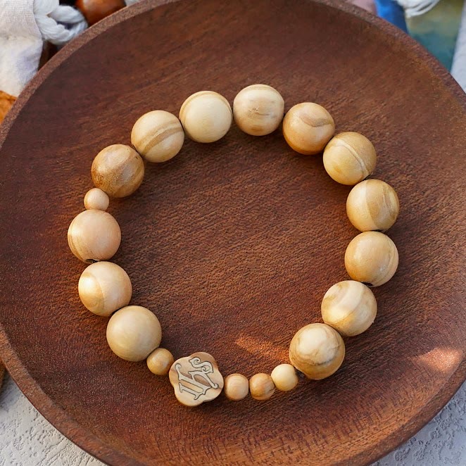 Olive Wood Bracelet Rose Rosary Portable Elastic Bracelet