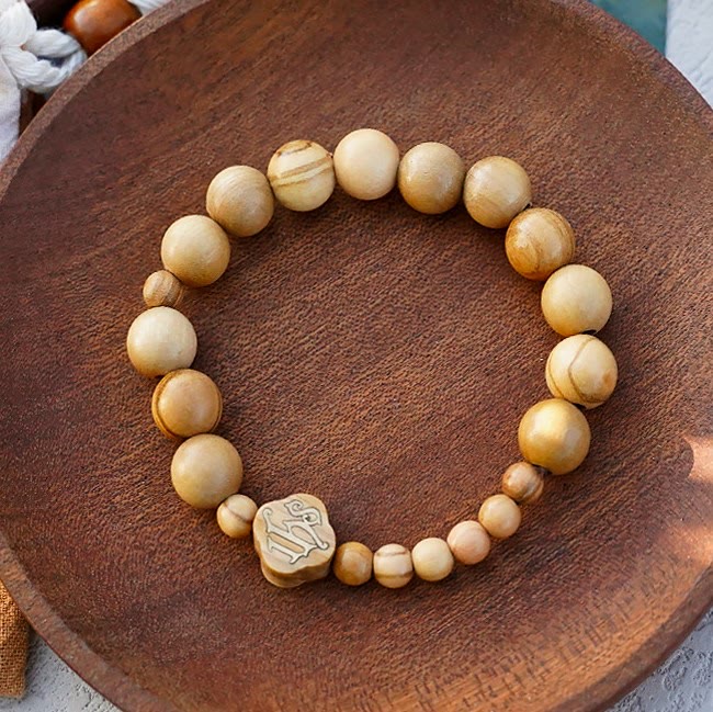 Olive Wood Bracelet Rose Rosary Portable Elastic Bracelet