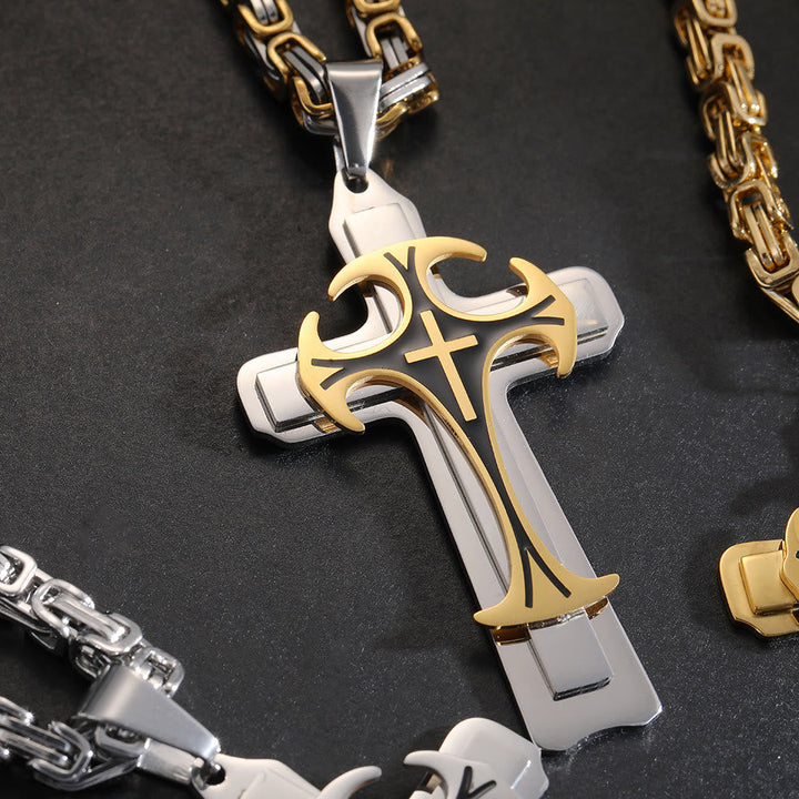 3 Color Faith and Courage Cross Necklace: Embrace the Power of Belief