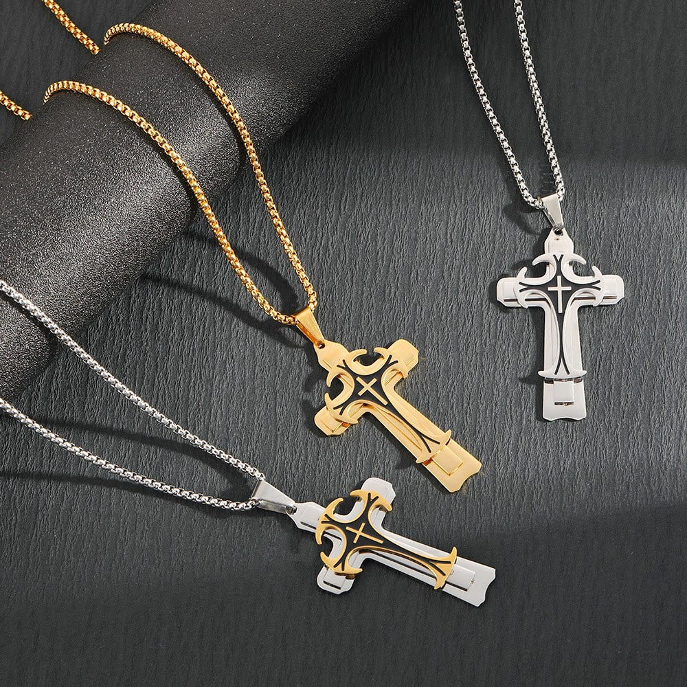 3 Color Faith and Courage Cross Necklace: Embrace the Power of Belief