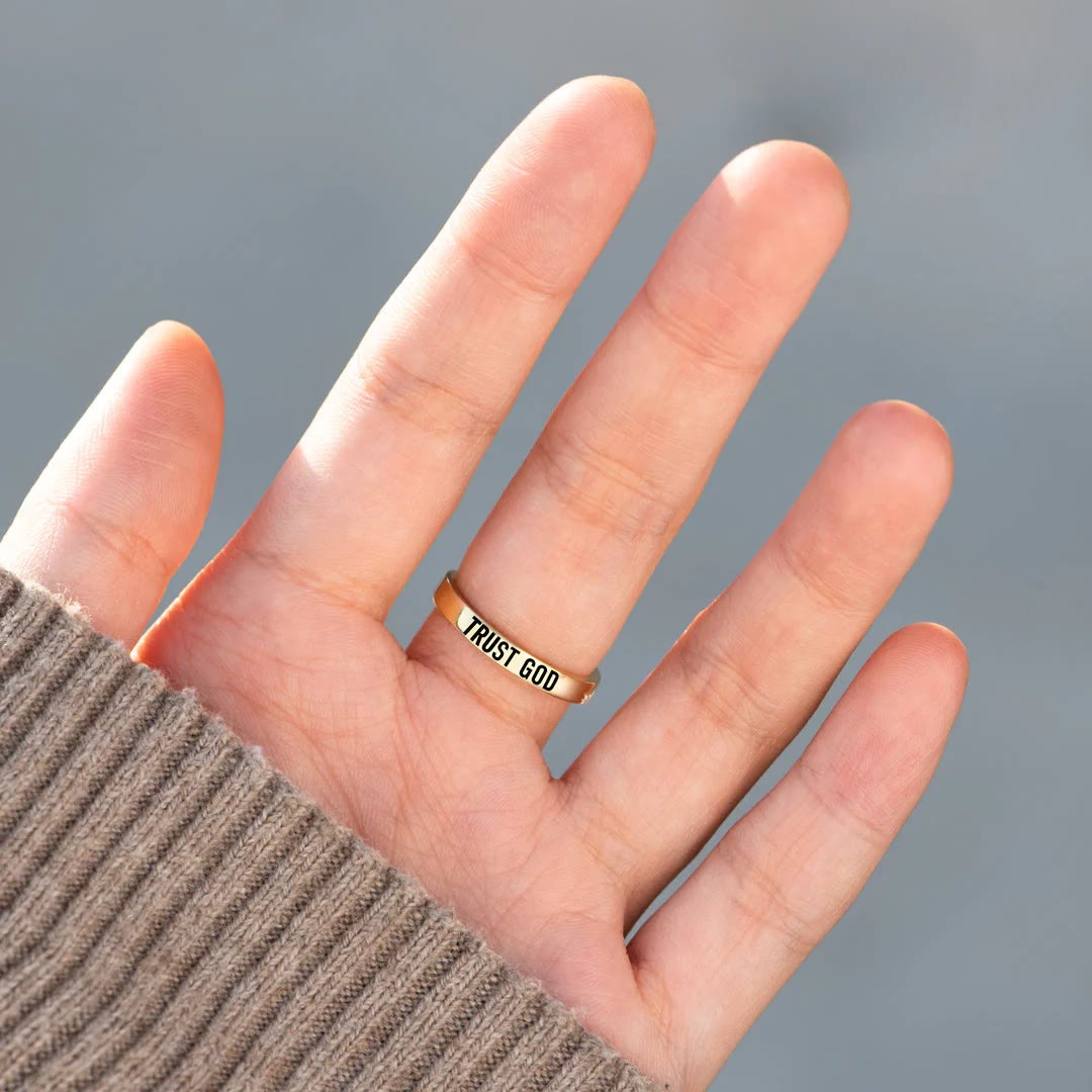 925 Silver Cross & "Trust God" Ring: Symbols of Hope