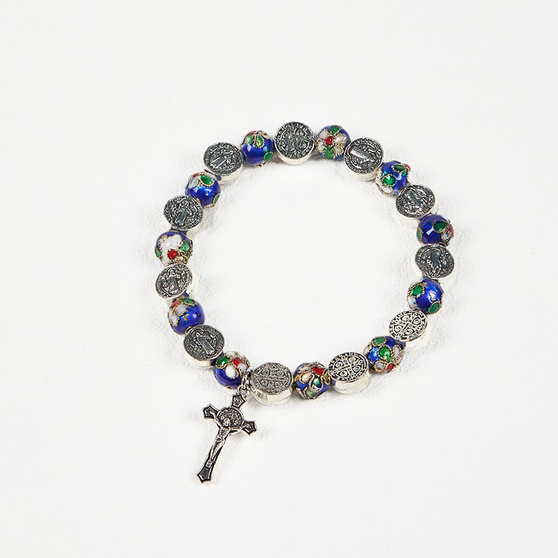 Handcrafted Blue Cloisonné Beads Divine Blessing Bracelet: A Symbol of Faith