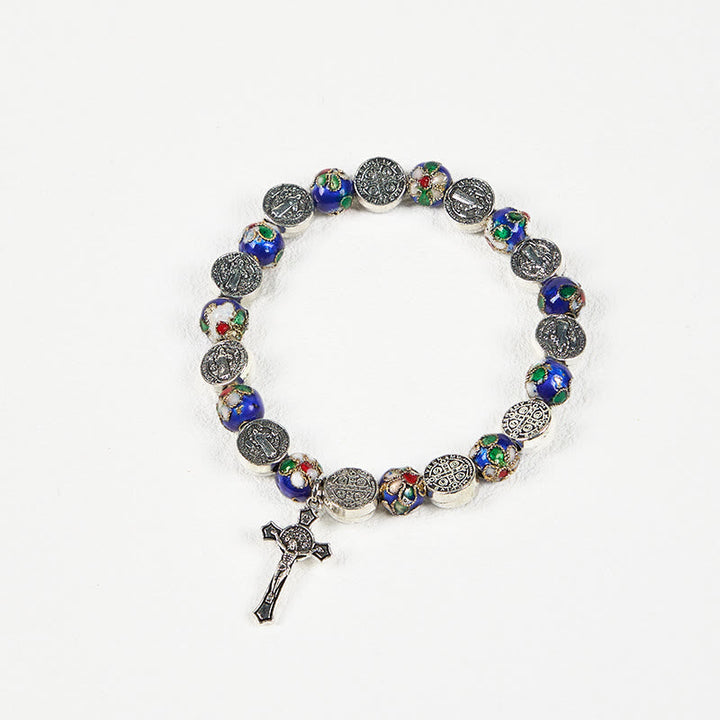 Handcrafted Blue Cloisonné Beads Divine Blessing Bracelet: A Symbol of Faith