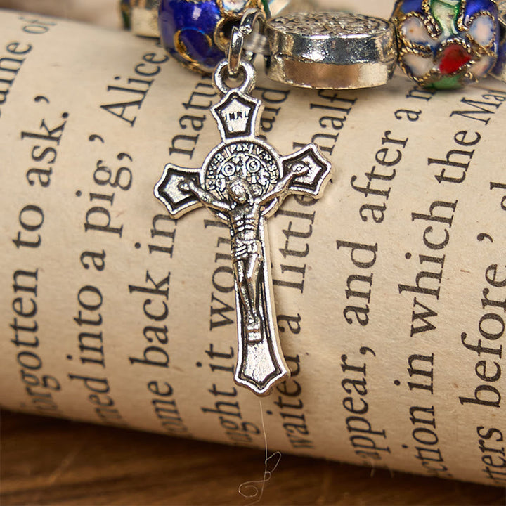 Handcrafted Blue Cloisonné Beads Divine Blessing Bracelet: A Symbol of Faith