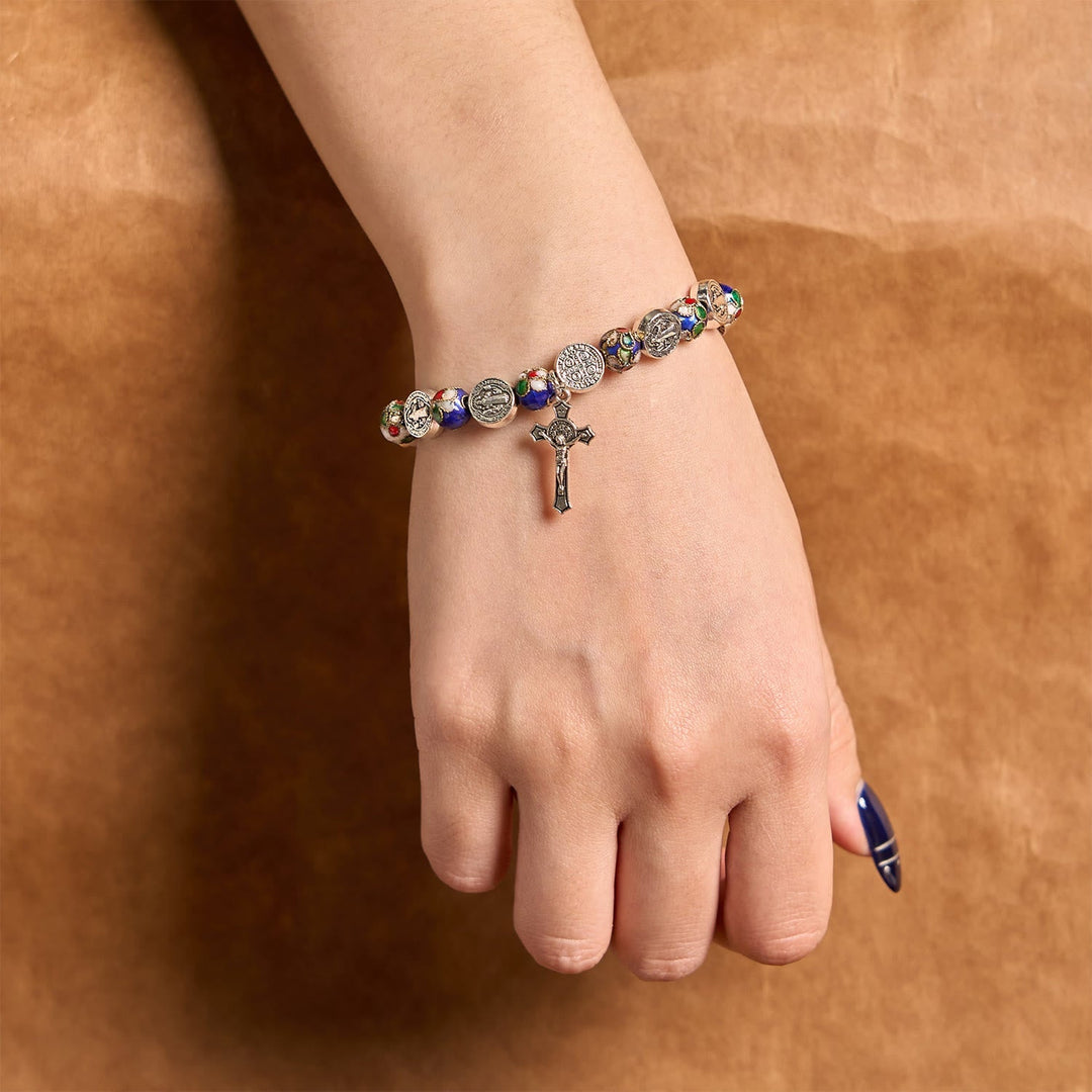 Handcrafted Blue Cloisonné Beads Divine Blessing Bracelet: A Symbol of Faith