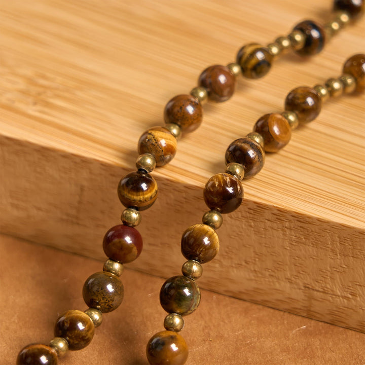 Handmade Tiger's Eye Stone Elastic Rosary Bracelet: A Dual - Purpose Spiritual Gem
