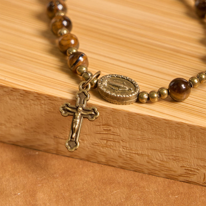 Handmade Tiger's Eye Stone Elastic Rosary Bracelet: A Dual - Purpose Spiritual Gem