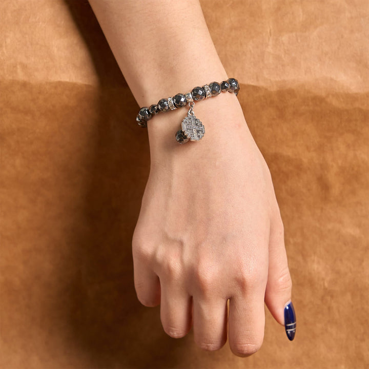 Shiny Black Gallstone Jerusalem - Inspired Bracelet: A Symbol of Faith