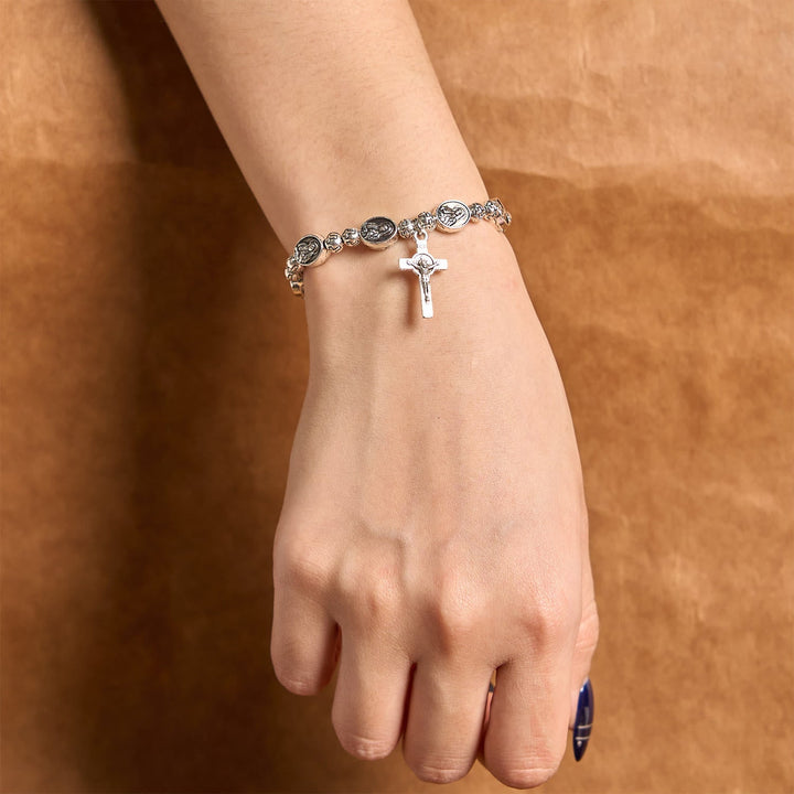 Our Lady Medal Sacred Symbol Crucifix Metal Bracelet: A Token of Devotion
