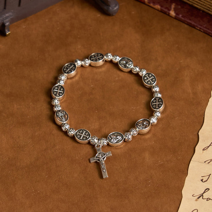 Our Lady Medal Sacred Symbol Crucifix Metal Bracelet: A Token of Devotion