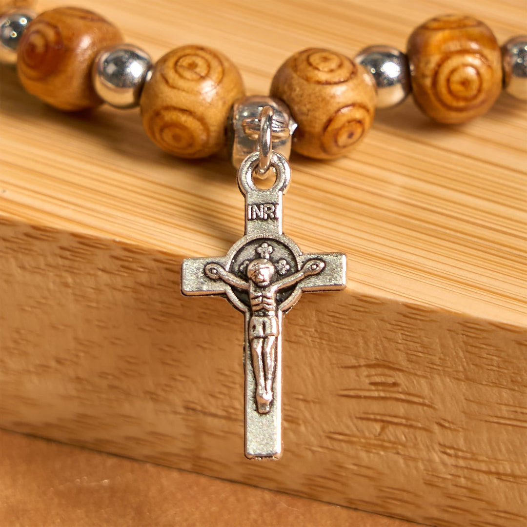 Jesus Icon Crucifix Rose Bracelet: Handmade Spiritual Jewelry with Exquisite Craftsmanship