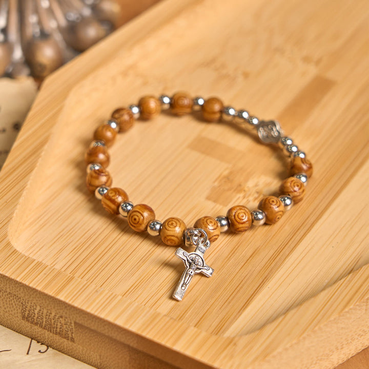 Jesus Icon Crucifix Rose Bracelet: Handmade Spiritual Jewelry with Exquisite Craftsmanship